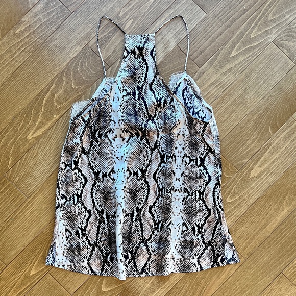 CAMI NYC Racer Snake-Print Charmeuse Cami with Lace (XS) - Picture 6 of 14